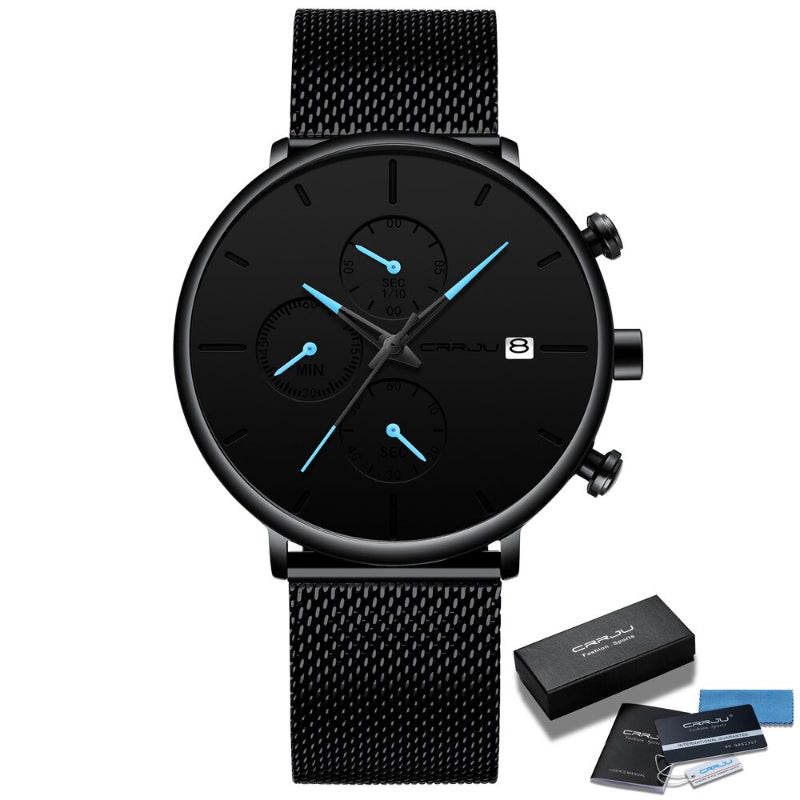 Unique Two-Tone Dauphine Hands Mesh Strap Chronograph Quartz Watches