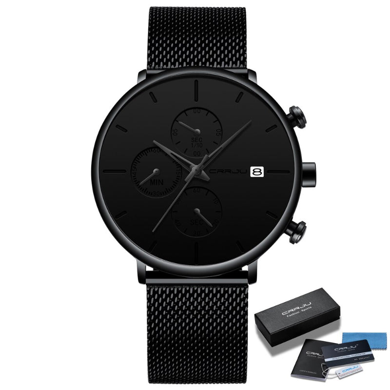 Unique Two-Tone Dauphine Hands Mesh Strap Chronograph Quartz Watches