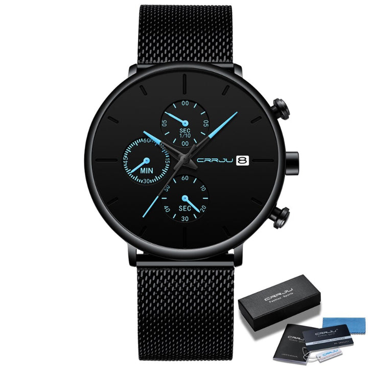 Unique Two-Tone Dauphine Hands Mesh Strap Chronograph Quartz Watches