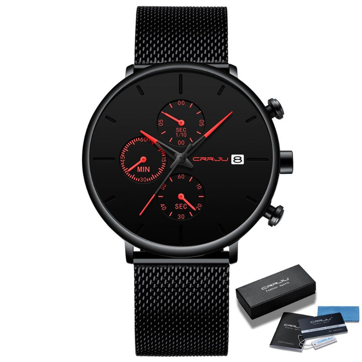 Unique Two-Tone Dauphine Hands Mesh Strap Chronograph Quartz Watches