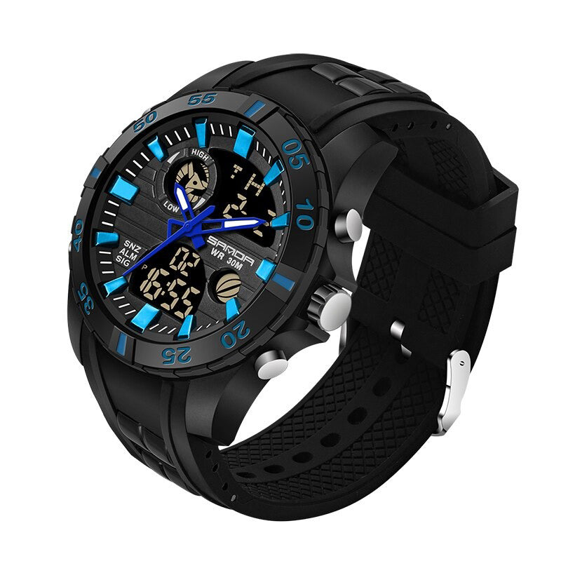 Rugged Outdoor Waterproof Hybrid Dial Sports Watch