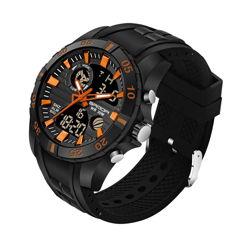 Rugged Outdoor Waterproof Hybrid Dial Sports Watch
