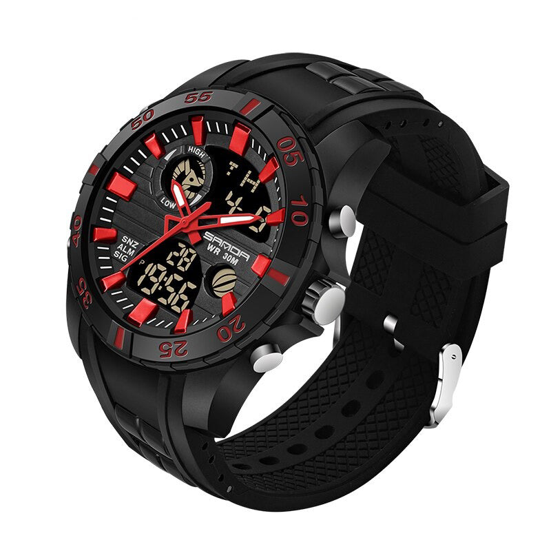 Rugged Outdoor Waterproof Hybrid Dial Sports Watch