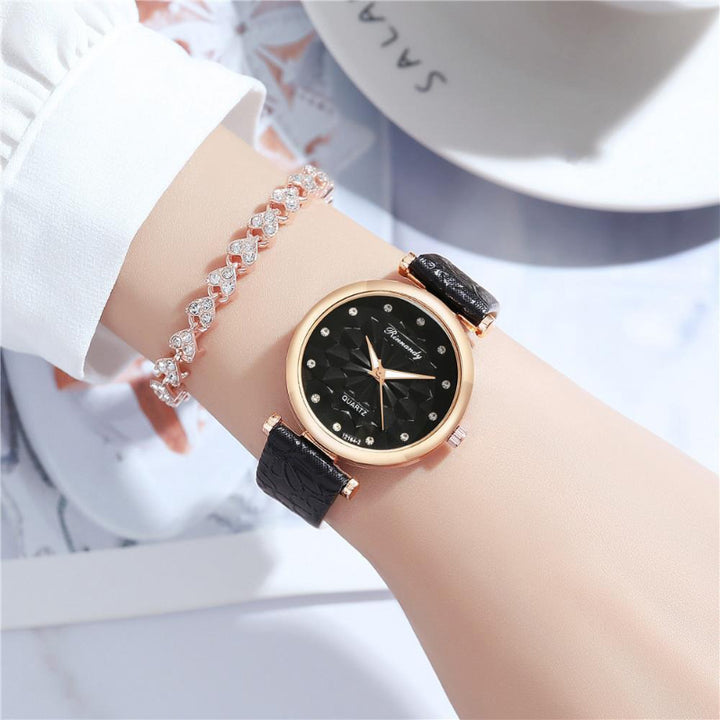 Casual Geometric Floral Design Dial Quartz Watch