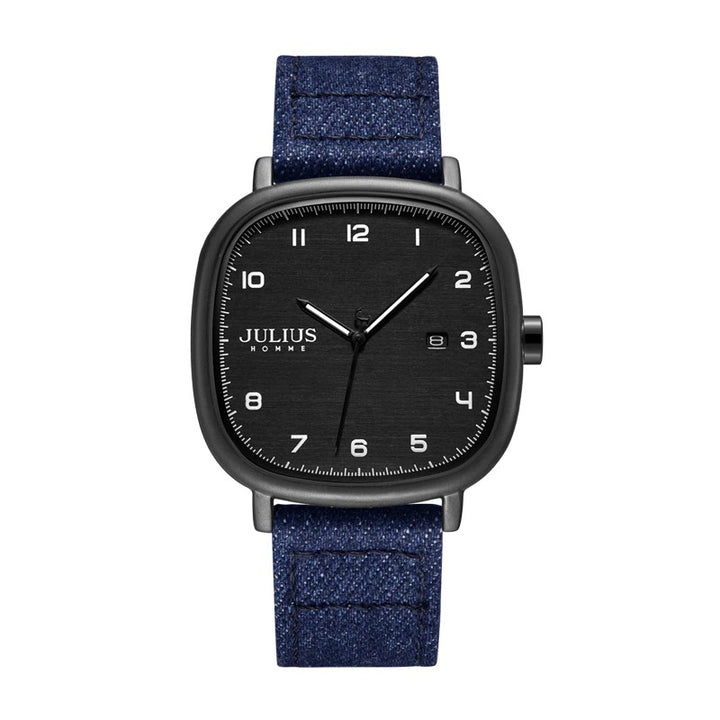 Sporty Trend Large Square Case with Tough Vegan Leather Strap Quartz Watches