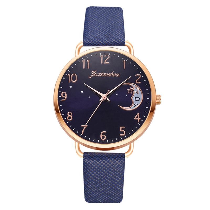 Enchanting Crescent Moon and Star Dial with Vegan Leather Strap Quartz Watches
