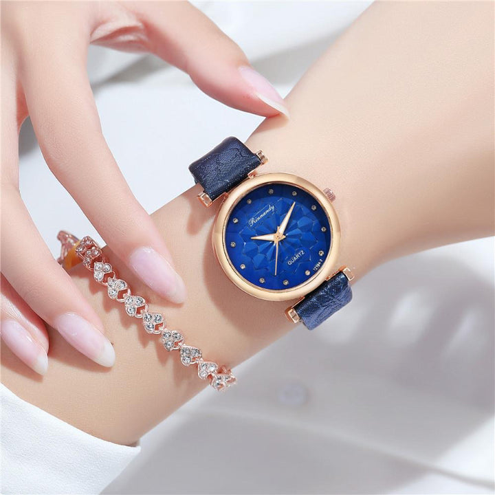 Casual Geometric Floral Design Dial Quartz Watch