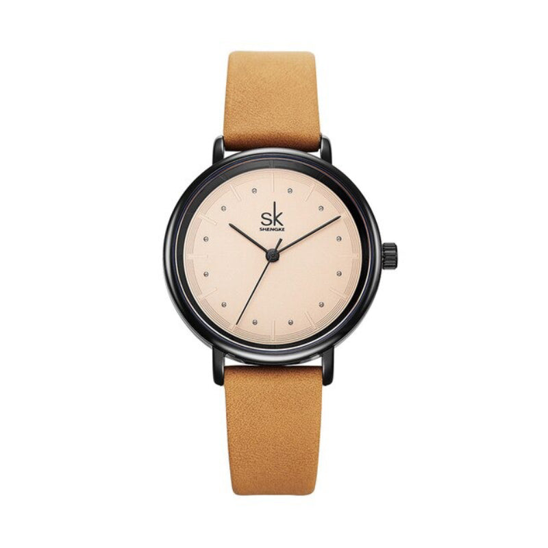 Minimalist Numberless Dial with Retro Vegan Leather Strap Quartz Watches