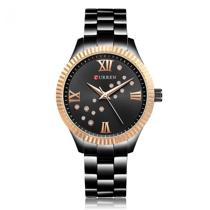 Classic Stainless Steel Rhinestone Roman Numerals Quartz Watches