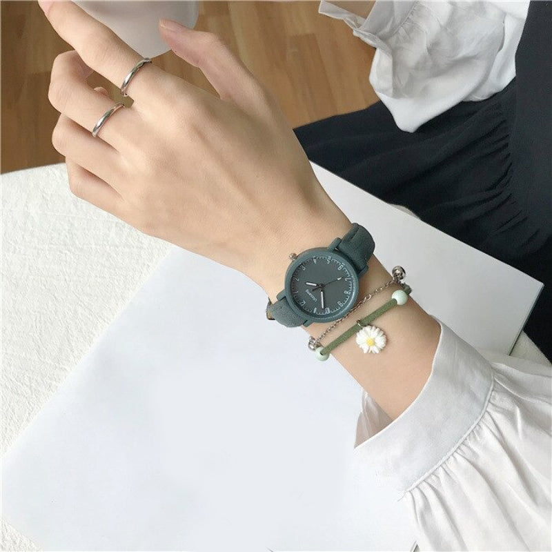Multi-color Easy to Read Dial with Soft Vegan Leather Strap Quartz Watches