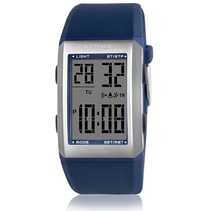 Sporty Digital Display Chronograph Silicone Strap Watches with LED Backlight