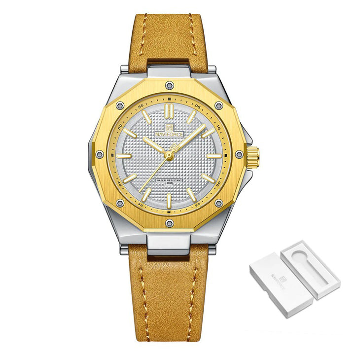 Unique Geometric Case Shape Vegan Leather Strap Quartz Watches