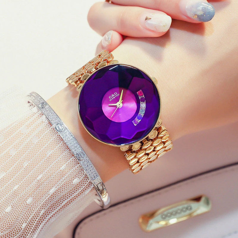 Luxurious Ultra-thin Bright Rhinestone Gradient Dial Quartz Watches