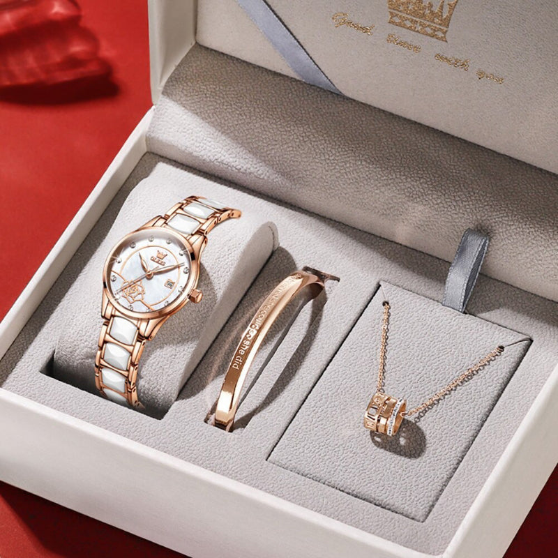 Brilliant Flower Dial with HD Luminous Quartz Watches