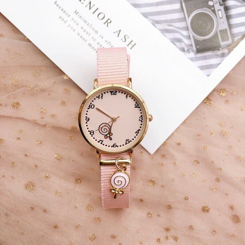 Little Girl's Adorable Pink Quartz Watch with Charms Collection