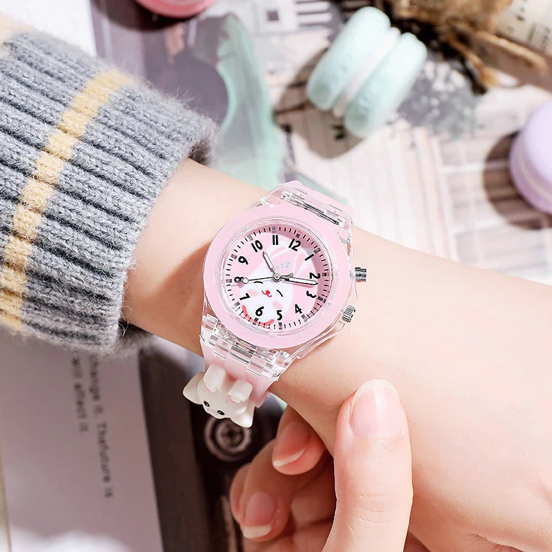 Cartoon Designs Luminous Flashing Lights Silicone Strap Kid's Watches