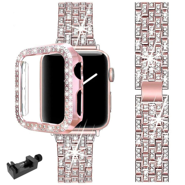 Dazzling Rhinestone Studded Apple Watch Case and Strap Mod Kits