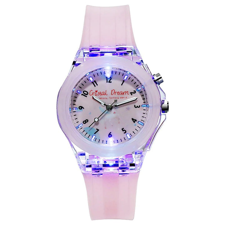Cartoon Designs Luminous Flashing Lights Silicone Strap Kid's Watches