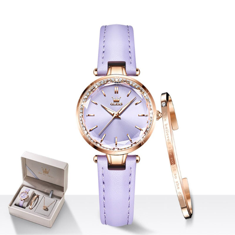Thin and Light Luminous Dial with Multi-color Vegan Leather Strap Quartz Watches