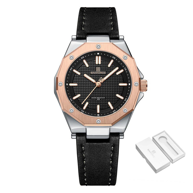Unique Geometric Case Shape Vegan Leather Strap Quartz Watches