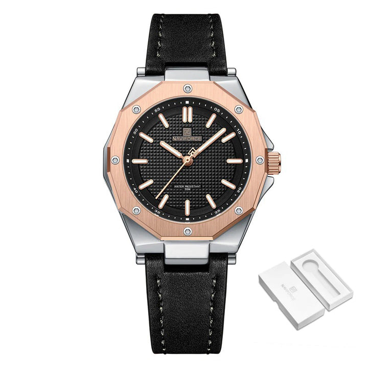 Unique Geometric Case Shape Vegan Leather Strap Quartz Watches