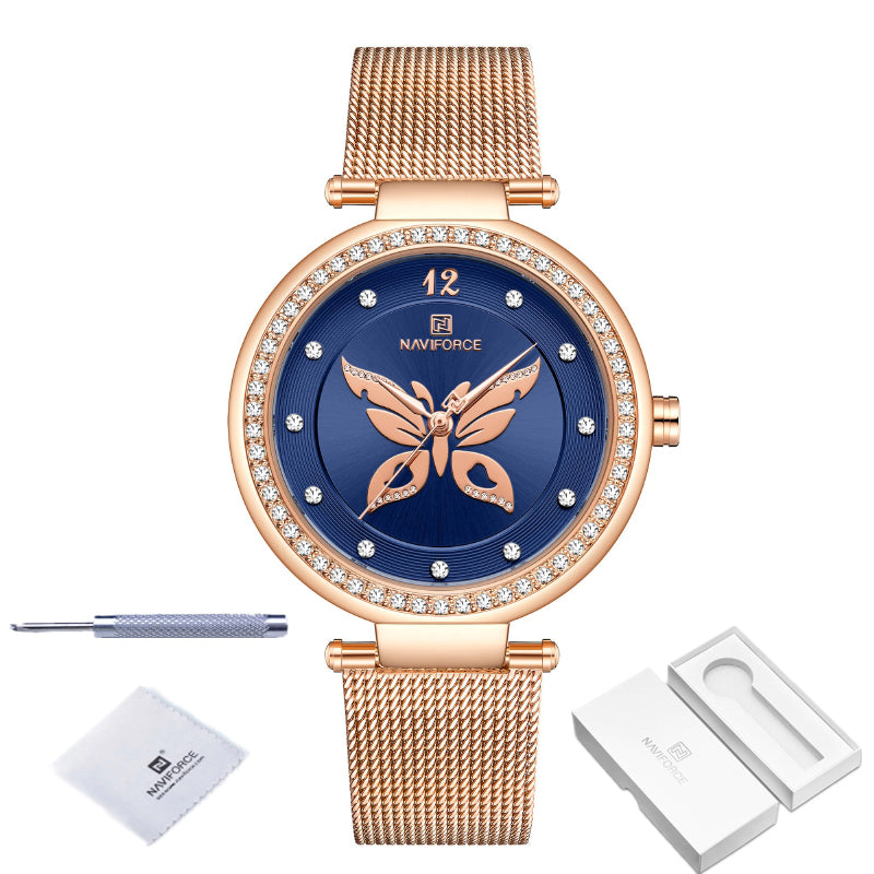 Majestic Butterfly Dial Decorated with Rhinestone Wings Quartz Watches