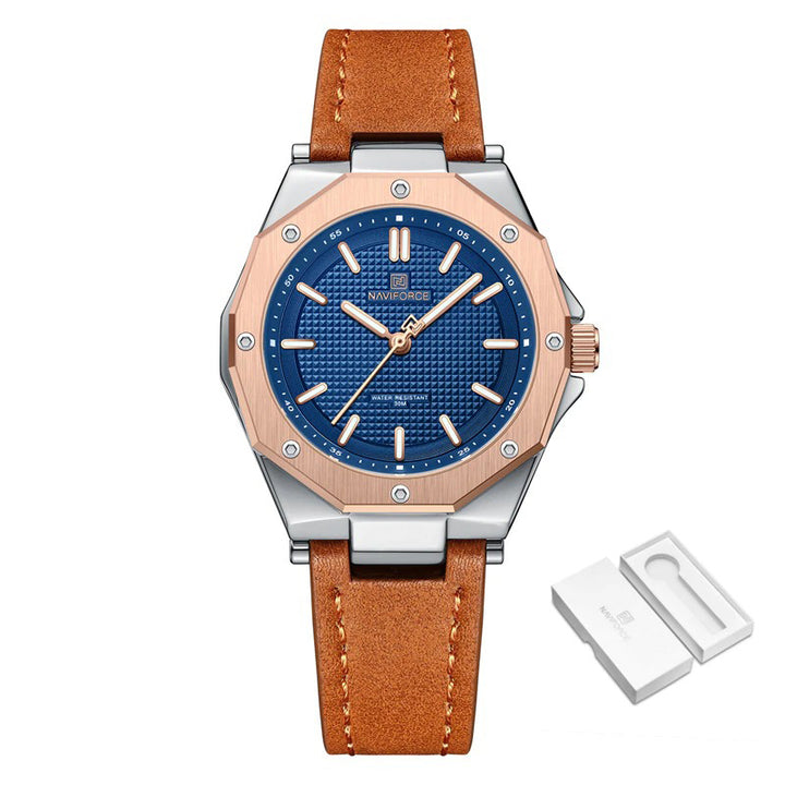 Unique Geometric Case Shape Vegan Leather Strap Quartz Watches