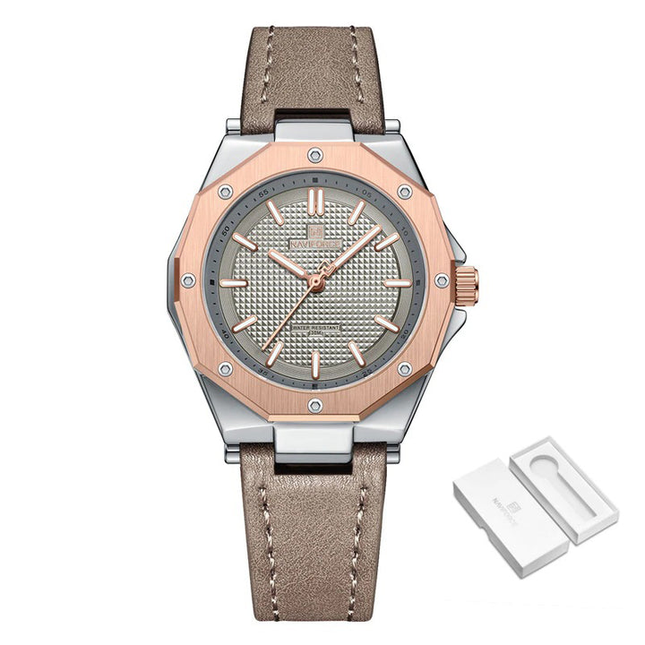 Unique Geometric Case Shape Vegan Leather Strap Quartz Watches