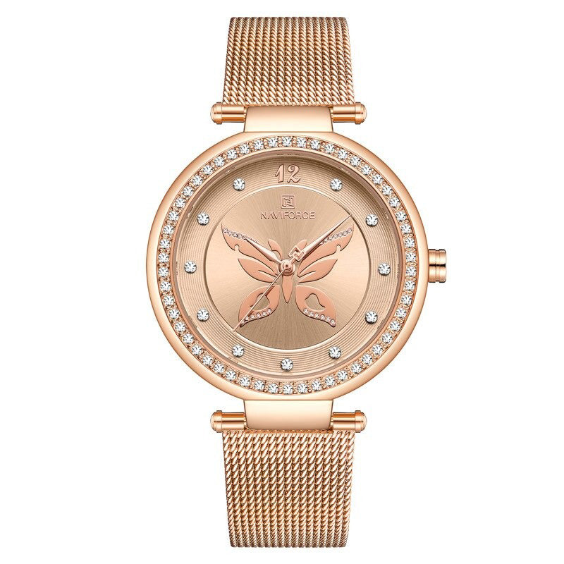 Majestic Butterfly Dial Decorated with Rhinestone Wings Quartz Watches