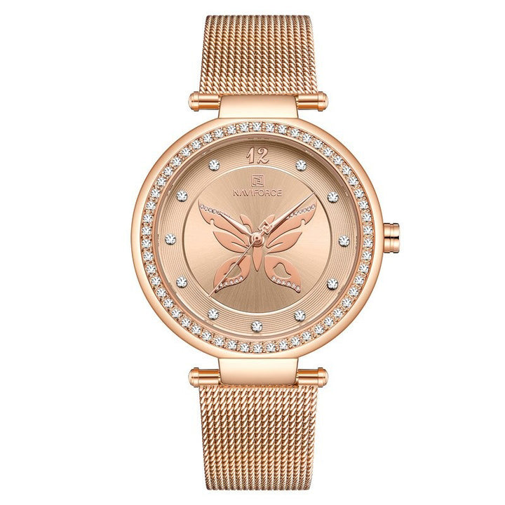 Majestic Butterfly Dial Decorated with Rhinestone Wings Quartz Watches