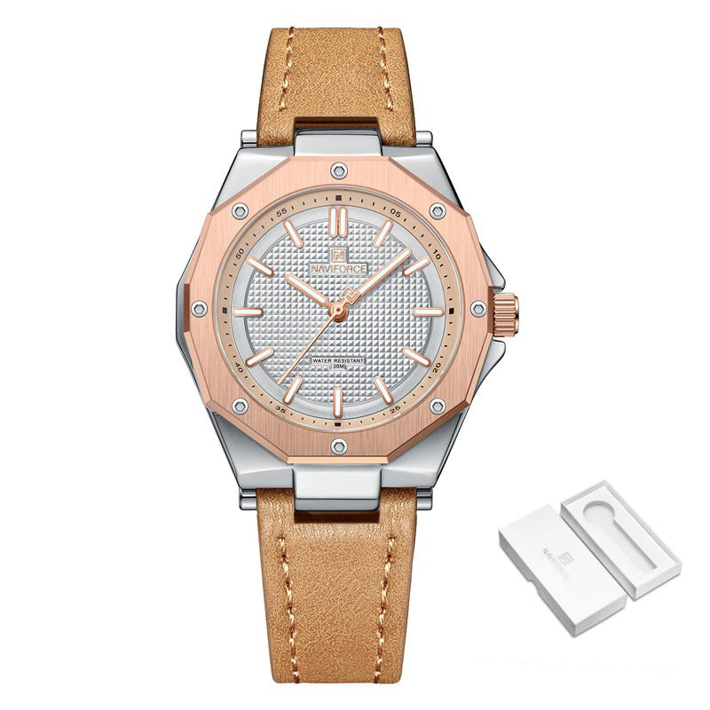 Unique Geometric Case Shape Vegan Leather Strap Quartz Watches