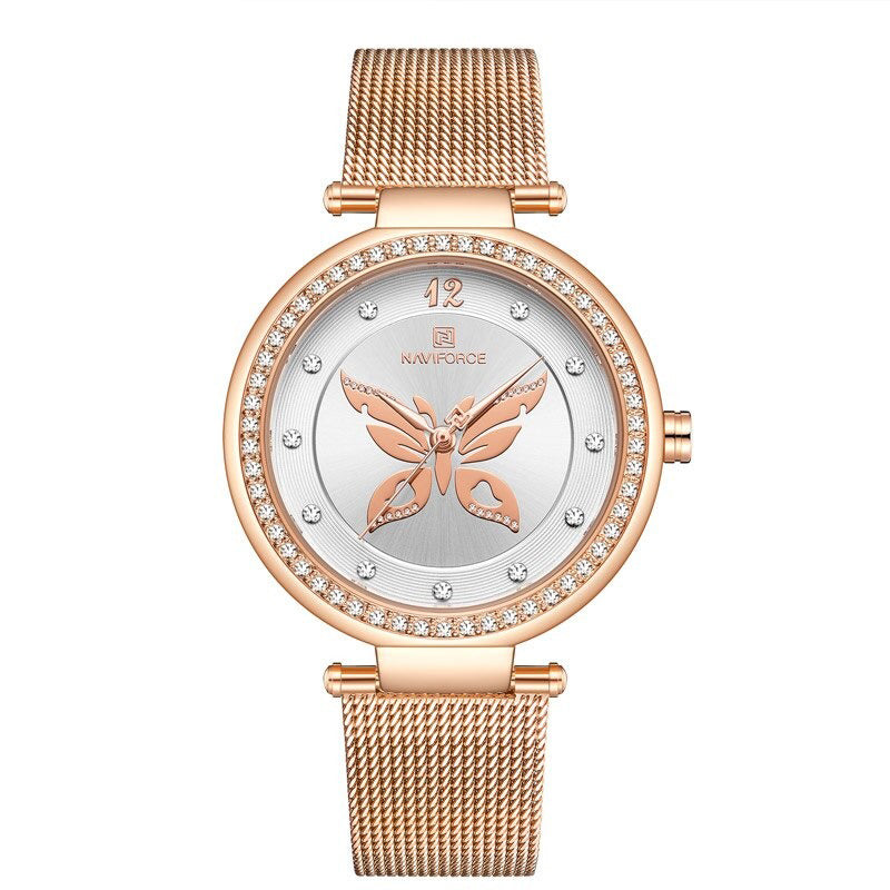 Majestic Butterfly Dial Decorated with Rhinestone Wings Quartz Watches