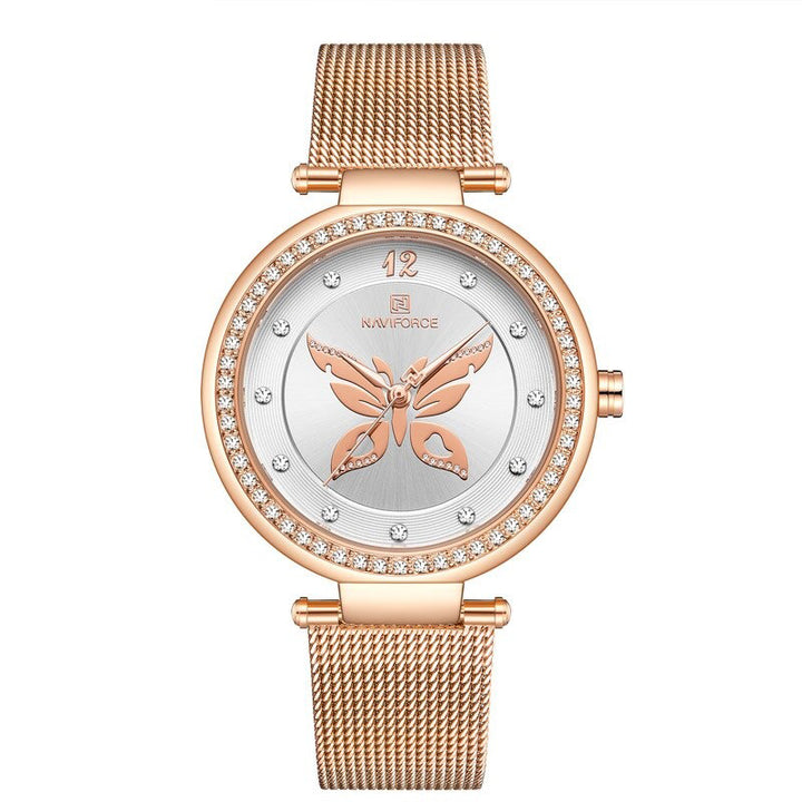 Majestic Butterfly Dial Decorated with Rhinestone Wings Quartz Watches