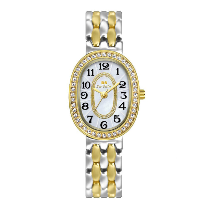 Rhinestone Emblazed Small Oval-Shaped Dial Quartz Watches