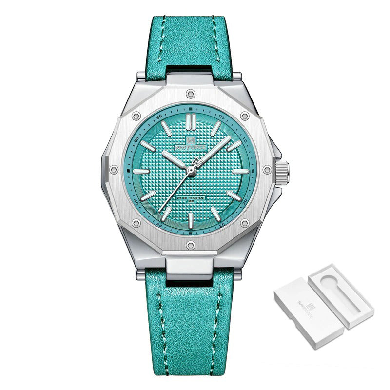 Unique Geometric Case Shape Vegan Leather Strap Quartz Watches