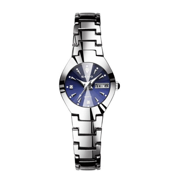 Sophisticated His and Her Stainless Steel Couple's Quartz Watches