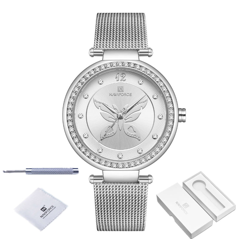 Majestic Butterfly Dial Decorated with Rhinestone Wings Quartz Watches