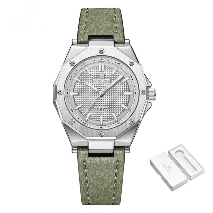 Unique Geometric Case Shape Vegan Leather Strap Quartz Watches