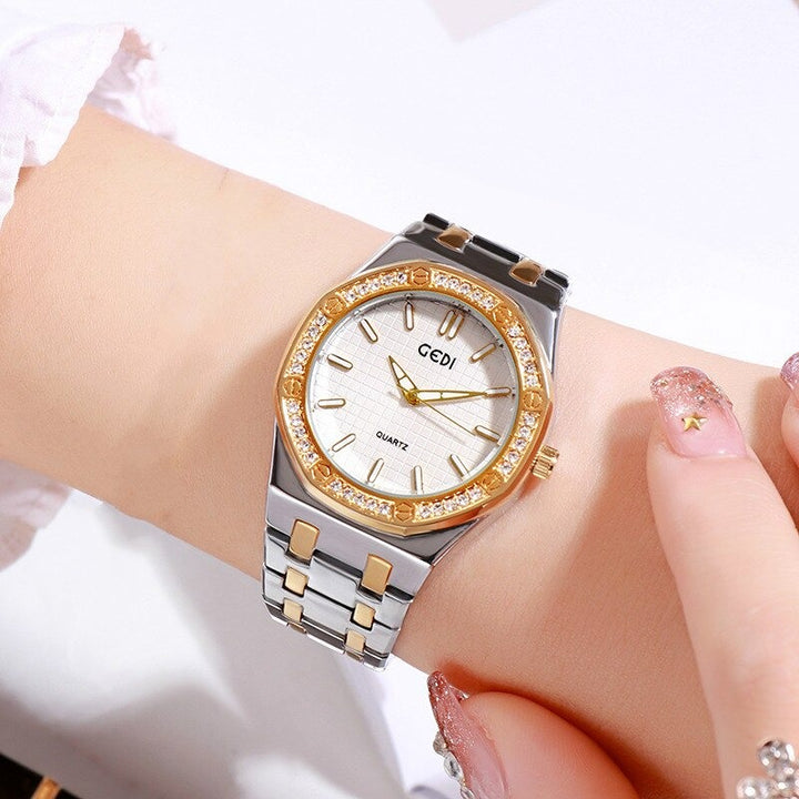 Unique Rhinestone Adorned Geometric Figure Dial Quartz Watches