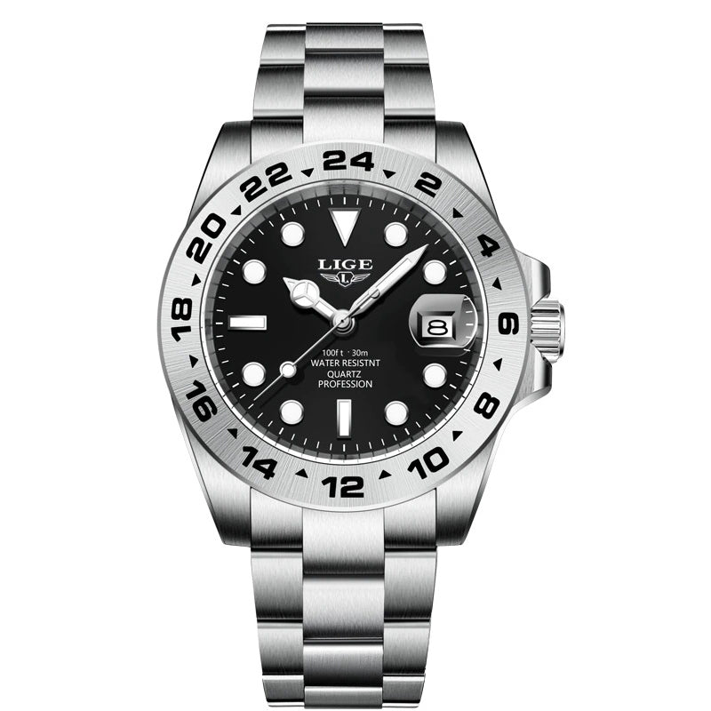 Stainless Steel Men's Luminous and Waterproof Quartz Watches