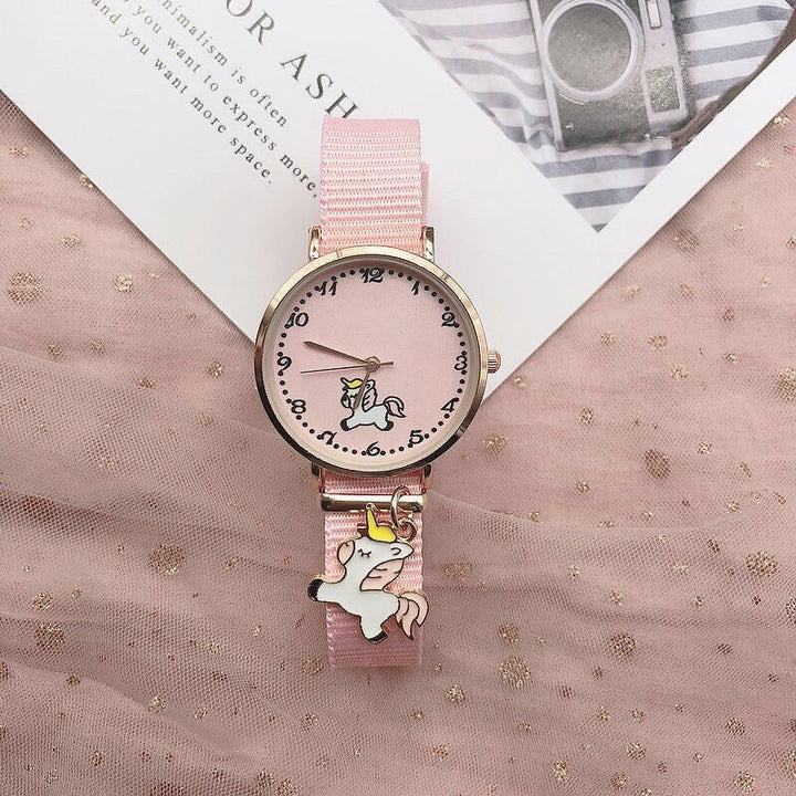 Little Girl's Adorable Pink Quartz Watch with Charms Collection