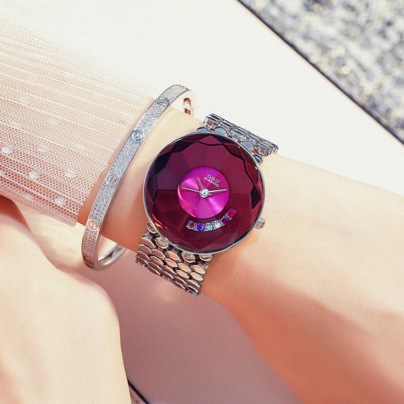Luxurious Ultra-thin Bright Rhinestone Gradient Dial Quartz Watches