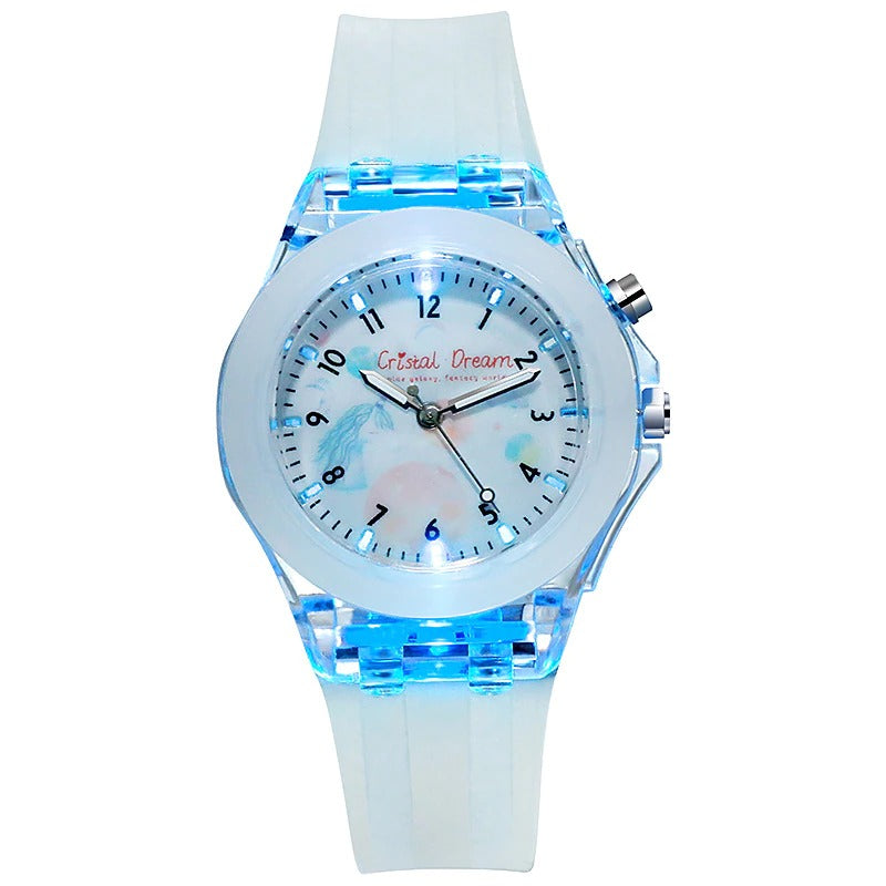 Cartoon Designs Luminous Flashing Lights Silicone Strap Kid's Watches