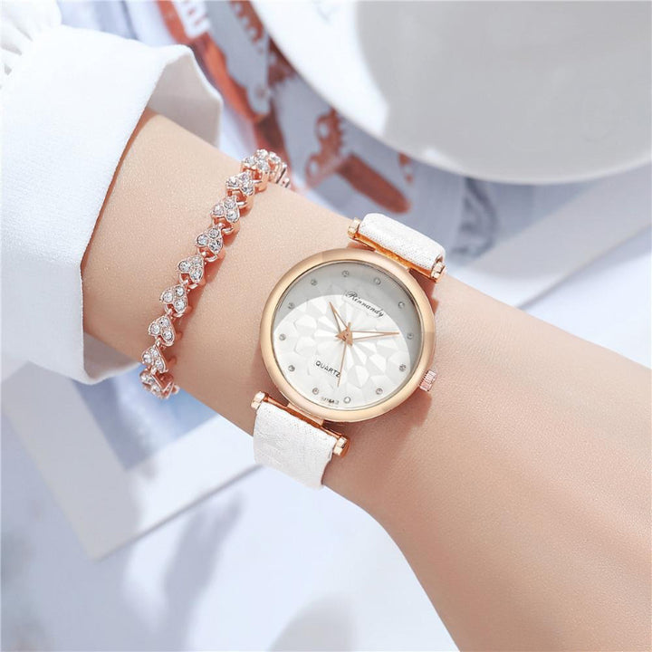 Casual Geometric Floral Design Dial Quartz Watch