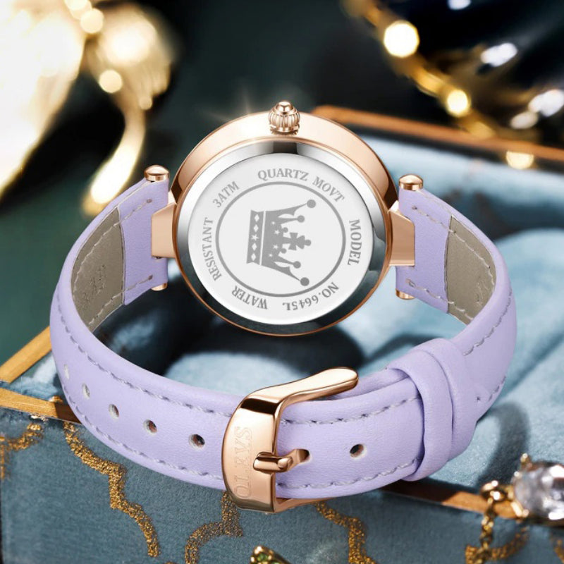 Thin and Light Luminous Dial with Multi-color Vegan Leather Strap Quartz Watches