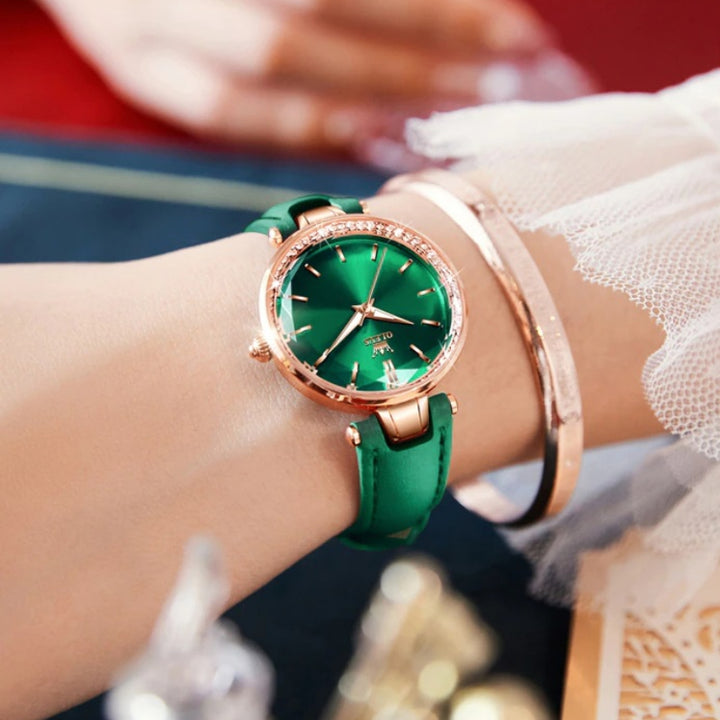 Thin and Light Luminous Dial with Multi-color Vegan Leather Strap Quartz Watches