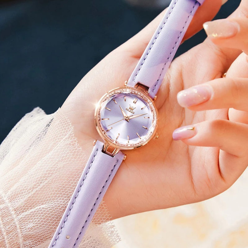 Thin and Light Luminous Dial with Multi-color Vegan Leather Strap Quartz Watches