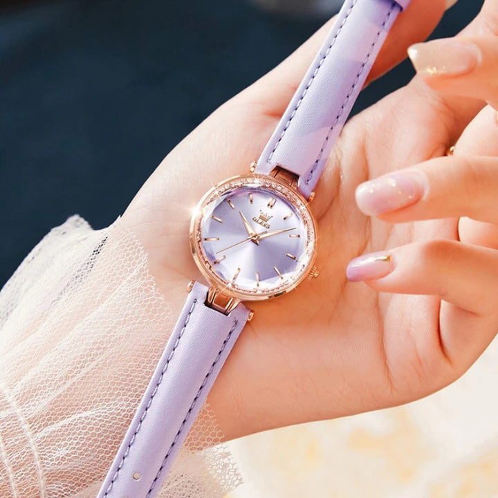 Thin and Light Luminous Dial with Multi-color Vegan Leather Strap Quartz Watches