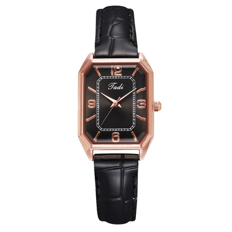 Minimalist Classic Rectangle Case with Vegan Leather Strap Quartz Watches