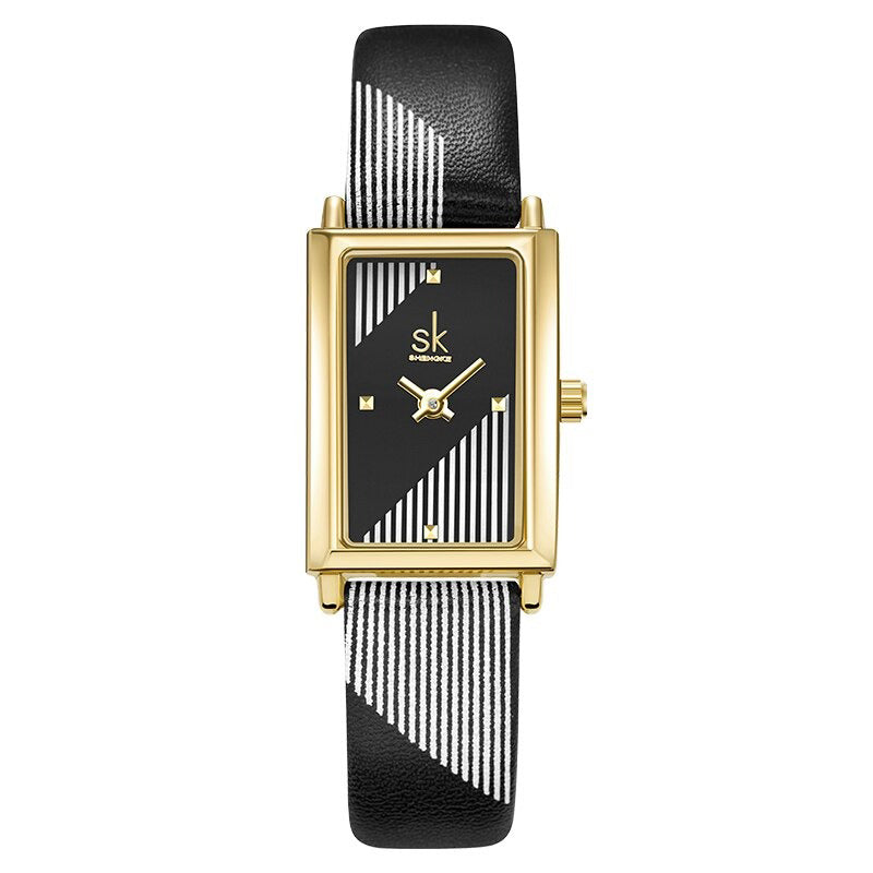 Classic Minimalist Trend Rectangle Case with Vegan Leather Strap Quartz Watches